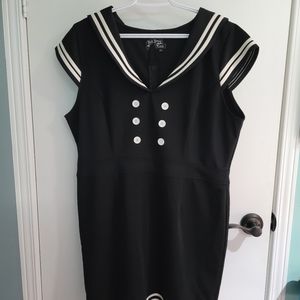 Hell Bunny - Sailor Dress in Black and White